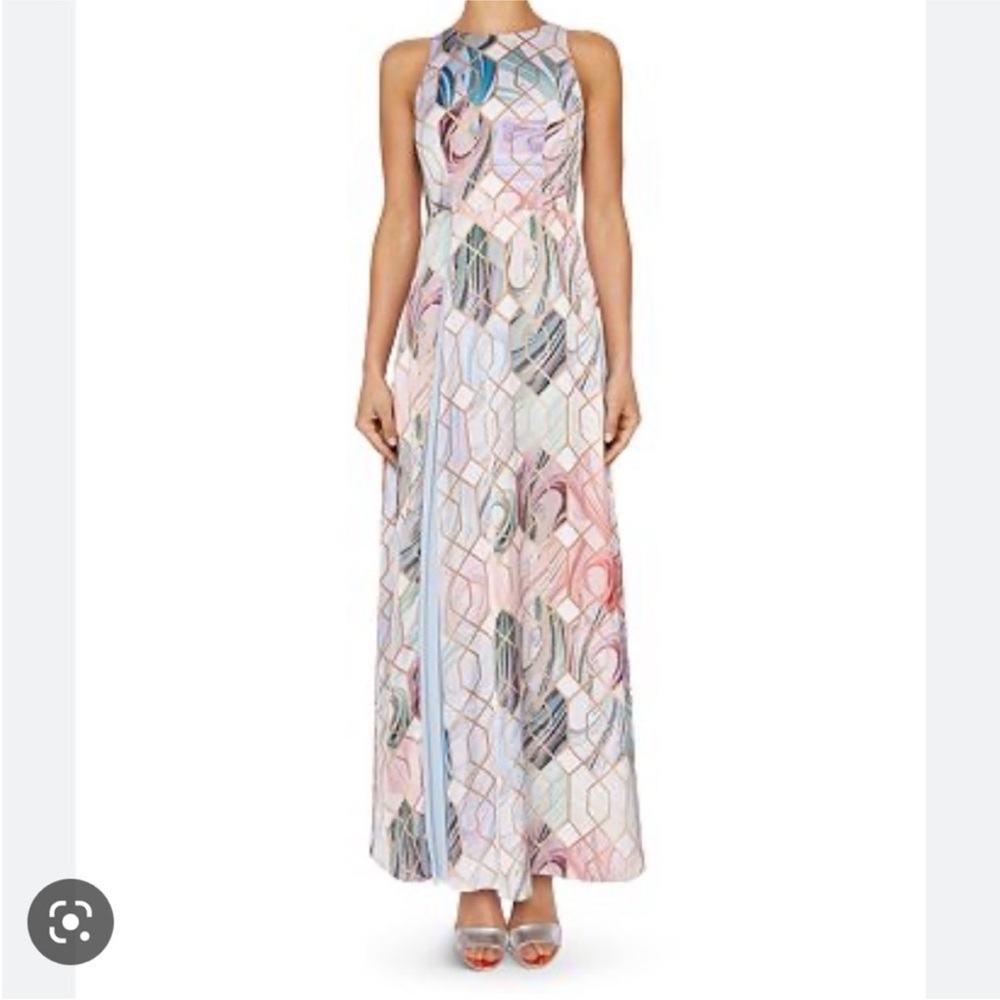 Ted Baker Pink and Gray Halter Maxi Gown